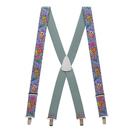Suspender Store Novelty Easter Design Suspenders - 1.5-Inch Wide Elastic - X-Back - Clip - 54" for 6'1" to 6'5" tall