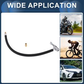 INFINAUTO Tire Inflator Extension Tube 14.17inch M8x0.8 15.5mm OD for Car Motorcycle Bicycle Air Pump Extend Hose Adapter Tire Valve W/Adaptor Nylon Black Durable