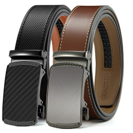 CHAOREN Ratchet Belts for Men 2 Pack - Mens Belt Leather 1 3/8" in Gift Set Box - Meet Almost Any Occasion and Outfit