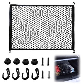 pangdapengpeng Car Boot Net, Luggage Net, 100 x 80 cm, Elastic Nylon Mesh Bag, Luggage Net, Motorhome with 4 Hooks for Most Vehicle Models (100 x 80)
