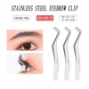2 Pcs Eyelash Tweezers Stainless Steel Eyelash 2 in 1