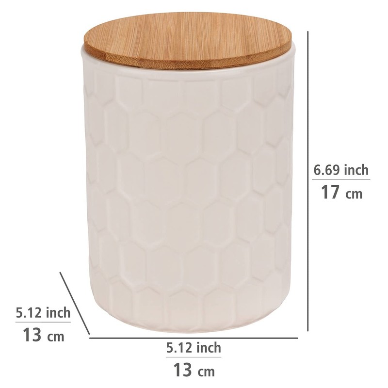 WENKO Maya Storage Tin Made of High-Quality White Ceramic with