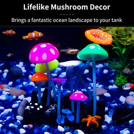 Pawfly Glowing Effect Artificial Mushroom Aquarium Plant Decor Ornament Decoration for Fish Tank Landscape