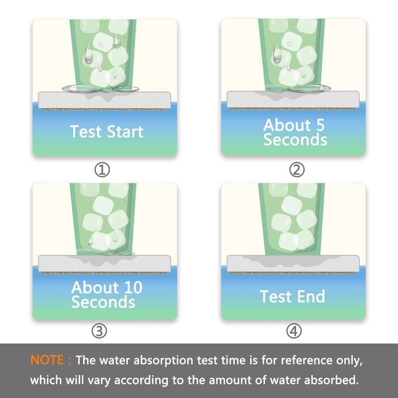 xigua Absorbent Car Coasters 2 Pack, Ceramic Coaster with Cork