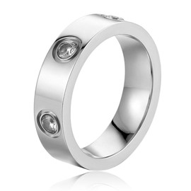 YCSLYW Ladies Stainless Steel Ring Love Friendship Ring Golden High Polish Stainless Steel Ring Wedding Jewelry Birthday, Mother's Day Birthday Gifts for Women.Size 5-10