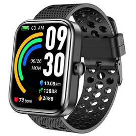 Lamshaw Compatible with TOZO S3 Smart Watch Bands, Silicone Replacement Wristbands Sport Strap with Metal Buckle Compatible with TOZO S3 1.83 Inches Smart Watch (Black)