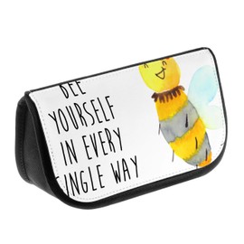 Mr. & Mrs. Panda Cosmetic Bag Bee Flower, White, Hand Drawn