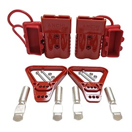 Kit 350 Amp 2Pcs Connectors Plugs 350A Quick Connect Disconnect 600 V+ 2 Pcs 350 amp Handle Battery Power Connector+2 Pcs Cover Dust (Red)
