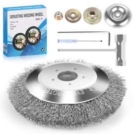 HIULLEN Weed Brush Cutter, 25.4 mm Universal Wild Herb Brushes for Brush Cutters, Wire Brush, Brush Cutter, Steel Brush, Weed Brush for Lawnmowers with Tools and Adapters, 6 Inches