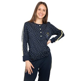 Consult-Tex DW192 Women's Long Sleeve Cotton Pyjamas, blue