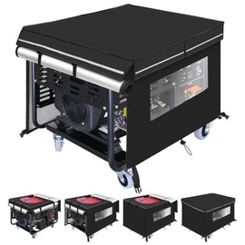 Generator Covers while Running,38''L×28''W×27''H,Waterproof Generator Covers for Outside with Top Opening and Visual Operation Window,Double-layer Fabric,Suitable for 5000W-15000W Generators,Black