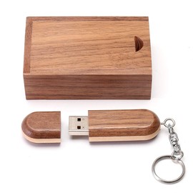 HOZYALE USB Stick Two-Tone Wooden USB 2.0 Flash Drive Data Stick Memory Stick Memory Stick with Wooden Box (32GB, Light Brown)