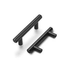 Goldenwarm Furniture Handles, Black, 128 mm, Stainless Steel Tube, for Cabinets, Drawers, Kitchen and Bathroom Furniture, Diameter: 12 mm, Pack of 10