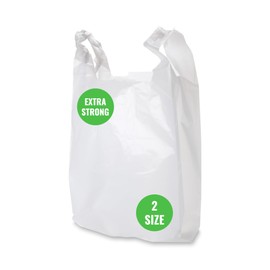 Fast Track 100 Pack Plastic Carrier Bags, Plastic Bags, Clear Bags | Clear Plastic Bags | White Vest Eco-Friendly Carrier Bags | Plastic Bag, Carrier Bags with Handles | Plastic Bags for Packaging