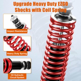 EZGO Golf Cart Front/Rear Shock Absorber Heavy Duty Coil Spring Shock Absorber Fits EZGO Medalist/TXT 1994+ Gas or Electric, OEM# 76418-G01,70928-G01,70248-G01,70324-G01,76419-G01
