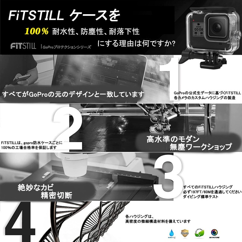 FitStill Waterproof Dustproof Protective Housing for Go Pro HERO 8