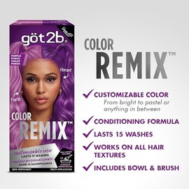 Got2B Got2B Color Remix, Color De Cabello Semipermanente Personalizable, 094 Purple Punch Ponche Morado 2,2 Onzas Líquidas (Paquete De 1)