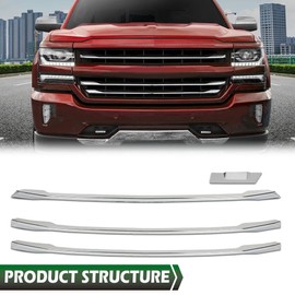 LQI Snap On Grille Inserts Overlay Grill Cover Chrome Compatible with 2016 2017 2018 Chevy Silverado 1500 LT Z71 Only/Fit 2019 1500 LD Old Body(WT, LT, Custom) 3961039403