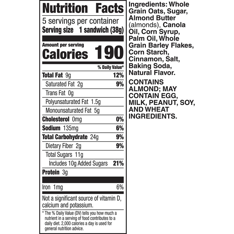 Nature Valley Biscuit Sandwiches, Almond Butter, 5 ct, 6.75 OZ