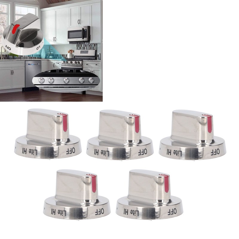 5Pcs Gas Stove Knob Cover Control Dial Knobs Stainless Steel
