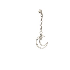 Jumwrit Cuff Chain Earrings Moon Star Dangle Earrings Gold Silver Hollow Butterfly Pearl Snake Heart Disc Ear Cuff Wrap Clip on Crawler Climber Ear Cuff Tassel Earrings for Women (Moon)