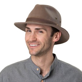 Stetson Vacaville Vintage Traveller Fabric Hat - Plain Hat - Rustic Look - Summer Comfort for Men - Spring/Summer, brown