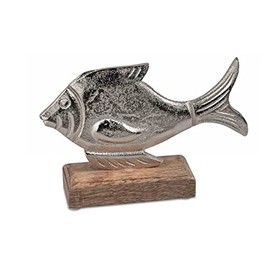 formano Decorative Fish Made of Aluminium Mango Wood for Standing, 20 cm, Table Decoration