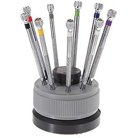 LLFAU New 9 pcs Precision Watch Flat Blade Slotted Screwdriver Set Watchmakers Tools