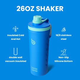 BOTTLE BOTTLE 26 oz Insulated Shaker Bottle Insulated Water Bottle with Shaker Ball Reusable Stainless Steel Water Bottle for Men and Women Protein Shaker Bottles for Gym Water Bottle dark blue