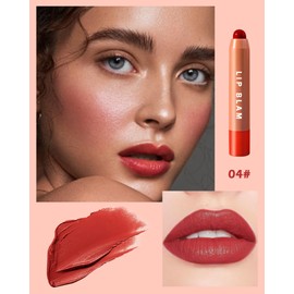 Colour Lip Balm Lip Gloss Chubby Stick 1 Piece Nourishing Lipstick, Moisturising Tinted Lipstick, Colour Intensity Lip Gloss Lip Balm, Gift for Christmas Day for Women 04 Cherry Red