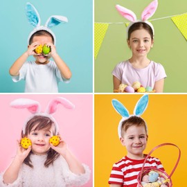 Xipixiao 1Pcs Bunny Ears Headbands Rabbit Hairbands for Easter Animal Party Women Girls Kids Pets Family Costume-Blue White