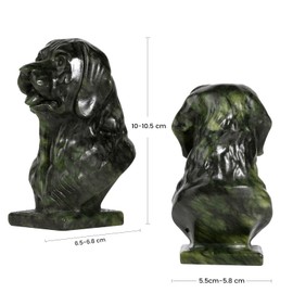 SUNYIK Green Jade Carved Dog Head Statue Figurine, Natural Stone Animal Statue for Home Office Decor Reiki Healing Meditation