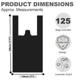 125 Degradable Dog Poo Bags - Lavender Scented, Tie Handle Design, Antibacterial Protection, Easy To Tie, Poop Waste Bag Refill Rolls for Dogs, Dog Poop Bags with Tie Handles, Ample Thickness (125)