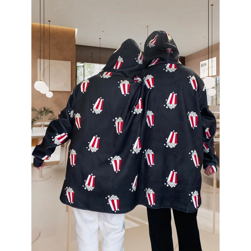 Jongdari Couples Hoodies Pajamas, Oversized Two Person Hoodie Couple Sweaters