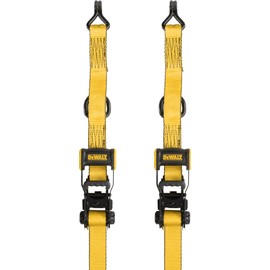 DEWALT DXBC18002 Black/Yellow 1.25" x 12' Ratchet Tie Down Straps - Light-Weight Cargo Hauling (1800 lb Break Strength), 2 Pack