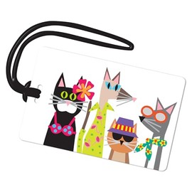 R. Nichols Summer Kitties Luggage Tag - Sturdy Waterproof Plastic Travel Labels for Baggage, Suitcases, Backpacks, and Diaper Bags, 2.5 Inch x 4 Inch Tag with Black Loop Attachments