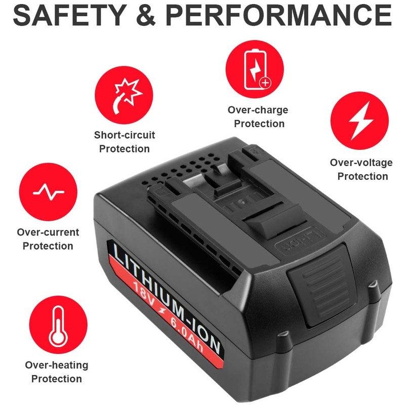 [2Pack] 18V 6.0 Ah! HIGH-Output Battery for Bosch 18V Battery