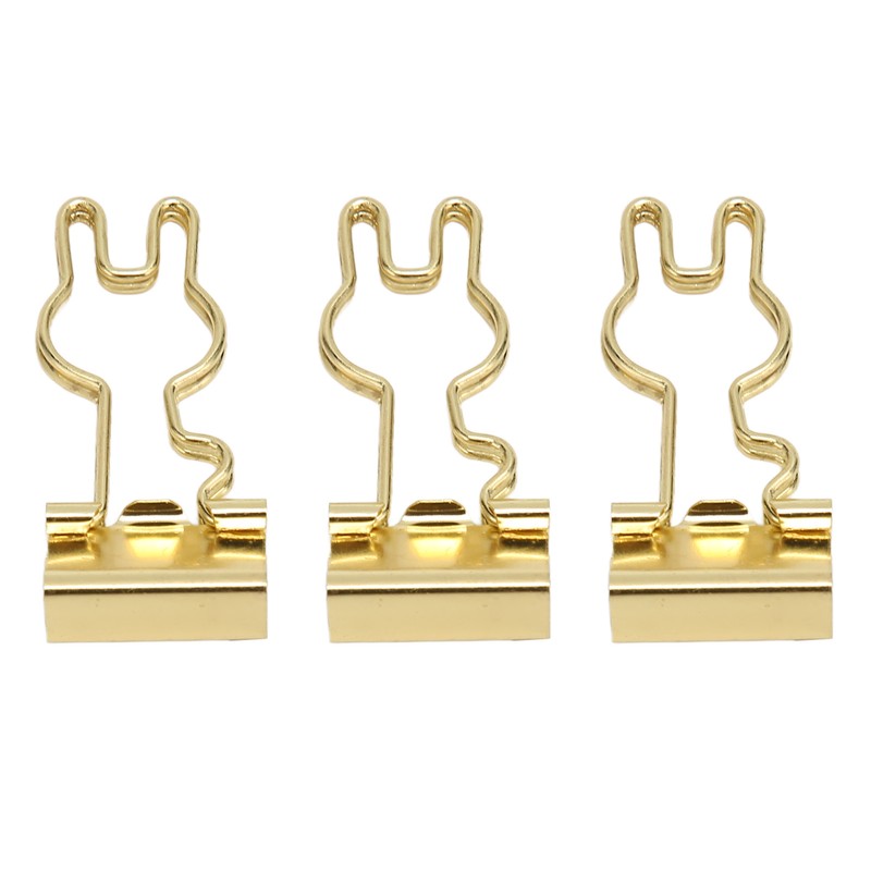 100Pcs Bunny Binder Clips Gold Cute Handle Durable Metal Multifunction