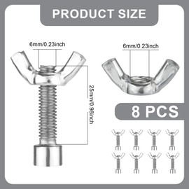 8pcs Bat Pins for Pottery Wheel, 1/4x1" Bolts and Bat-Shaped Wing Nuts for Ceramics Stainless Steel Bat Needle Replacements Pottery Tools for Any Standard Pottery Wheel Head and Pottery Bat