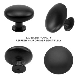 KJLEEN Pack of 20 Knobs for Cabinets, Furniture Knobs, Cabinet Knobs, Black Drawer Knobs, Drawer Handles, 30 mm, Chest of Drawers, Round Pointed Knobs, for Kitchen, Cupboard, Drawer, Dresser, Doors,