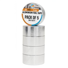Pack of 5 – Aluminum Foil Tape 2" x 50 ft – Heavy Duty HVAC Duct Tape for Home and Commercial Use – High Temp Insulation, Dryer Vent Sealing, Waterproof Repairs – Strong Adhesive for Pipes and AC