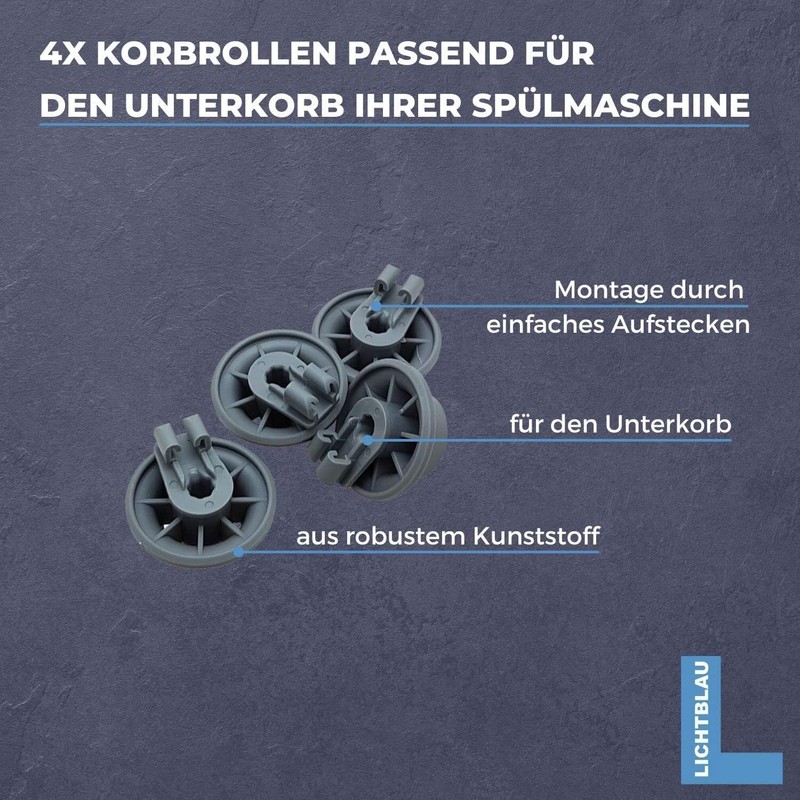 Lichtblau Set of 4 Basket Wheels with Roll Holder 00611475