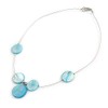 Avalaya Delicate Floating Light Blue Shell Bead Wire Necklace in