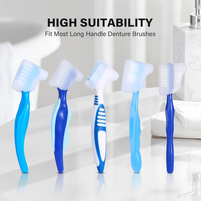Anbbas 2pcs Soft Silicone Denture Brush Cover Fit Most Denture