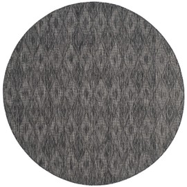 Safavieh Courtyard Collection CY8522 Indoor/ Outdoor Area Rug, 6'7" x 6'7" Round, Black / Black