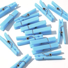 60PCS Baby Shower Clothespin Games Boy Plastic Mini Clothes Pins 1.4 inch for Party Decorations,DIY Crafts(Blue)