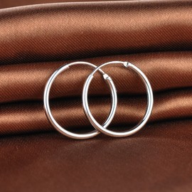 Unendlich U Women’s Creole Earrings Fashion Simple Polished Matt Round 12-60 mm 925 Sterling Silver , Silver