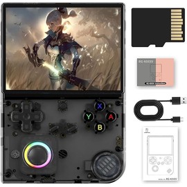 RG40XX V Retro Handheld Game Console , RG40XXV 4.0 Inch IPS Screen Linux System Built-in 64G TF Card 5017 Games Support TV Output 5G WiFi Bluetooth 4.2(Transparent Black)