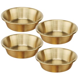 INCAUCA 4 Pack Stainless Steel Mini Dip Bowls, 2.3oz Small Metal Sauce Cups, Soy Sauce Seasoning Dish, Dipping Sauce Ramekin, Individual Condiment Container for Chip Sushi Appetizer, Gold