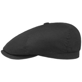 Stetson Cotton Twill Flat Cap Men's – Made of 100% Cotton – With UV Protection Factor 40+ – Lined with Cotton – Breathable – Plain Colours – Peaked Cap – Cotton Cap Spring / Summer, black